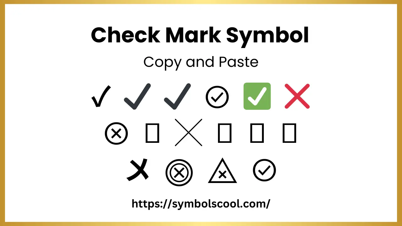 Check mark symbol copy and paste mycoolsymbols